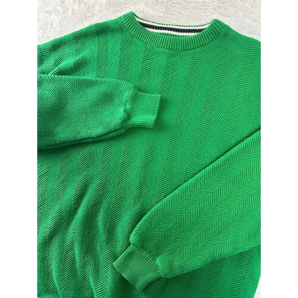 Vintage 90s Roundtree & Yorke Green Textured Heavy Knit Crewneck Sweater Size L